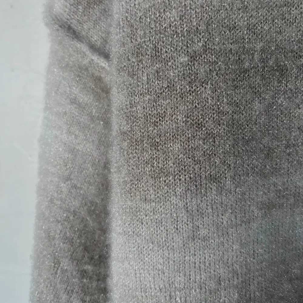 Sage The Label Reach For The Stars Ombre Sweater M Taupe Gray Shimmer Fuzzy Knit
